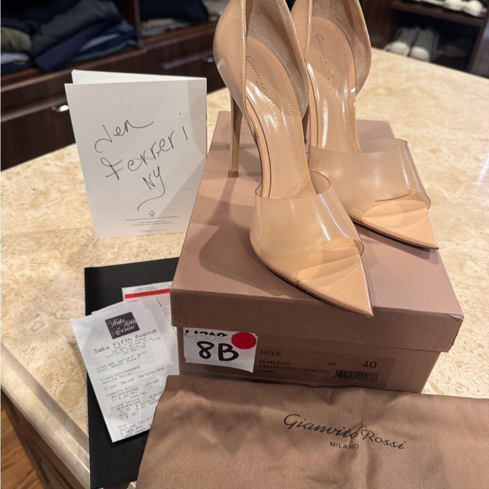 Gianvito Rossi Nude Patent Leather Pointed-Toe Stiletto Heels